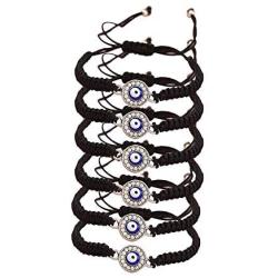 6Pcs/Set Unisex Evil Eye Thread Bracelet Handmade Braided Rope Lucky String Bracelet Hamsa Adjustable Peaceful Charm Bracelet Protection Friendship Jewelry Gifts for Mens Women Kids