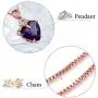 Brishow Fashion Bride Wedding Rose Gold Pendant Necklace Chain Purple Rhinestone Lover Heart Pendant Necklaces Crystal Bridal Chains Jewelry Accessories for Women and Girls
