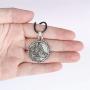 HAQUIL Wolf Necklace - Metal Alloy, Round Wolf Medallion Pendant - Leather Cord, 19.7''