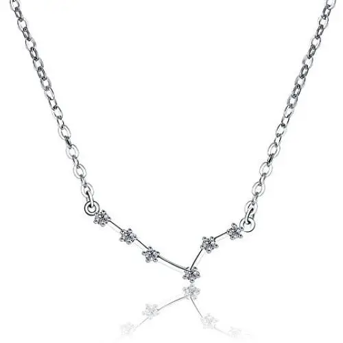 H.ZBRUJ Chic 925 Silver Necklace Aries Zodiac Sign for Women CZ Pendant Necklace