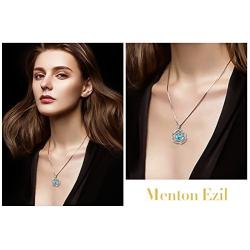 Menton Ezil ''Rose Lover Swarovski Necklace 18K White Gold Flower Pendant Fashion Jewlery - Gift of Love