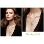 Menton Ezil ''Rose Lover Swarovski Necklace 18K White Gold Flower Pendant Fashion Jewlery - Gift of Love