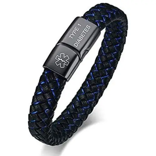 VNOX Blue Braided Leather Medical Symbol Caduceus with Magnetic Clasp Cuff Wristband Bracelet,7.4/8.0/9.0'' VNOX Blue Braided Leather Medical Symbol Caduceus with Magnetic Clasp Cuff Wristband Bracelet,7.4/8.0/9.0''