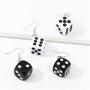 coadipress 3D Dice Dangle Drop Earrings Set for Women Girls Funny Punk Resin White Black Cube Dice Casino Contracted Sieve Disco Dancing Earrings jewelry