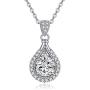 1 Carat Moissanite Pendant Necklace 14K White Gold Plated 925 Sterling Silver for Women Girls, Chain 18 + 2 inch Extender…