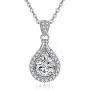 1 Carat Moissanite Pendant Necklace 14K White Gold Plated 925 Sterling Silver for Women Girls, Chain 18 + 2 inch Extender…
