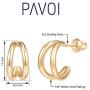PAVOI 14K Gold Plated Sterling Silver Split Hoop Huggie Earrings in Rose Gold, White Gold and Yellow Gold