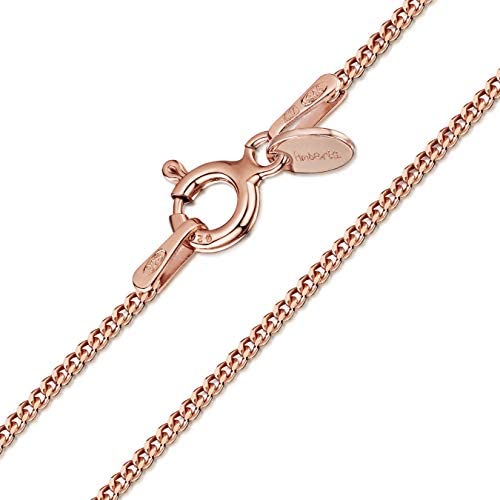 14K Rose Gold Plated on 925 Sterling Silver 1.3 mm Curb Chain Necklace Length 18'' inch / 45 cm (18)