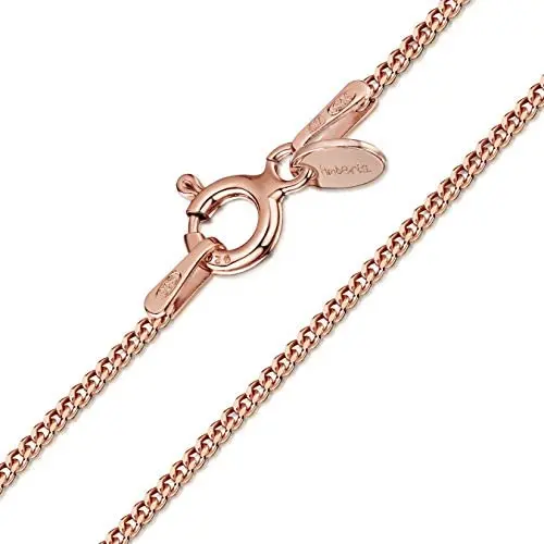 14K Rose Gold Plated on 925 Sterling Silver 1.3 mm Curb Chain Necklace Length 18'' inch / 45 cm (18)
