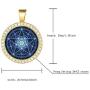 Tetragrammaton Pentacle Necklace & Pendant with 3mm Tennis Chain Cubic Zircon Necklace,Men Women Amulet Statement Jewelry, Wiccan Magical Star Satanism Pendant Necklace