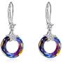 AOBOCO Sterling Silver Crystal Leverback Earrings for Women Dainty Girls Dangle Ear Ring Jewelry Gift with Swarovski Element