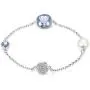 Sllaiss Pearl Crystals Link Bracelet for Women Made with Swarovski Blue Crystals Fashion Girl Jewelry Birthday Gifts,Length 6.8in