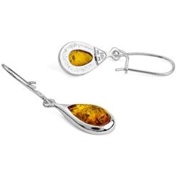 Amber Sterling Silver Teardrop Cute Earrings