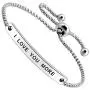 I Love You More Hand Stamped Bracelet Jewelry Gifts for Her Girlfriend Wife Classic Lettering