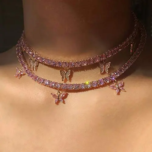 Ckecharfa Layered Crystal Pendant Necklace Gold Butterfly Choker Necklaces Sparkly Party Adjustable Jewelry Accessories for Women and Girls Ckecharfa Layered Crystal Pendant Necklace Gold Butterfly Choker Necklaces Sparkly Party Adjustable Jewelry Accessories for Women and Girls