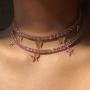 Ckecharfa Layered Crystal Pendant Necklace Gold Butterfly Choker Necklaces Sparkly Party Adjustable Jewelry Accessories for Women and Girls