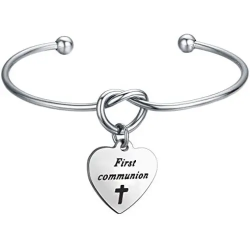 MAOFAED First Communion Gift Goddaughter Bracelet Bapitism Pearl Bracelet Knot Cuff for Her MAOFAED First Communion Gift Goddaughter Bracelet Bapitism Pearl Bracelet Knot Cuff for Her