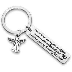 WUSUANED Memorial Keychain I Can No Longer See You with My Eyes But I Will Feel in My Heart Forever Loving Memory Jewelry Dad Mom Sympathy Gift