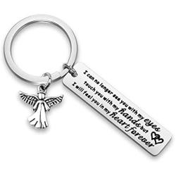 WUSUANED Memorial Keychain I Can No Longer See You with My Eyes But I Will Feel in My Heart Forever Loving Memory Jewelry Dad Mom Sympathy Gift