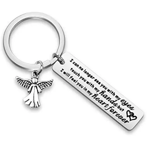 WUSUANED Memorial Keychain I Can No Longer See You with My Eyes But I Will Feel in My Heart Forever Loving Memory Jewelry Dad Mom Sympathy Gift WUSUANED Memorial Keychain I Can No Longer See You with My Eyes But I Will Feel in My Heart Forever Loving Memory Jewelry Dad Mom Sympathy Gift