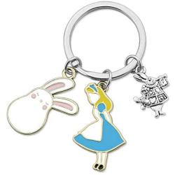 HN HNHB Disney Keychain Alice in Wonderland Gifts for Friend Sister Nice Alice Fans Halloween Thanksgiving Day Christmas Memorial Day Gift