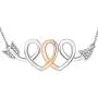 925-Silver Cupid-Arrow Double-Heart Necklace - Platinum Rose Plating Sterling Silver Pendant Necklaces with 5A Zirconia for Women Girlfriends Couples Jewelry Valentines Day Birthdays Gifts