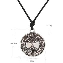 Ztuo Tree of Life World Tree Pendant Norse Vikings Runes Amulet Necklace Nordic Talisman