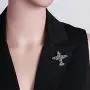 Cute Airplane Brooch Black Enamel Pin Metal Pearl Brooches Pins Jewelry