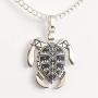 Happy Kisses Sea Turtle Necklace for Women - Tribal/Native Black and Silver Pendant – Cute Message Card About Floating at Sea – Great Gift for Girls and Kids– 18” Chain