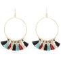 Bohemian Handmade Multi Color Tassel with Yellow Gold Plated Dangle Drop Statement Earrings