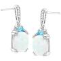 3 ct Natural Opal & Blue Topaz Drop Earrings with Diamonds in Sterling Silver