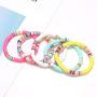 Boderier Heishi Bracelet Set Stack Rainbow Vinyl Disc Bead Surfer Stretch Bracelet Summer Beach Bracelet Jewelry