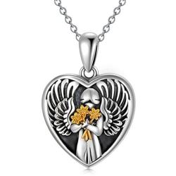 ROMANTIC WORK Heart Shape Locket Necklace That Holds Pictures Sterling Silver Photo Pendant Jewelry Memory Gift for Women, 18''+2'' Extension Rolo Chain