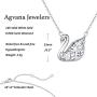 Agvana 14K Solid White Gold Diamond Swan Dainty Pendant Necklace Fine Jewelry Anniversary Birthday Gifts for Women Teen Girls Sister Lover Wife Mom Grandma Her Yourself, 16+2 Inch Extender