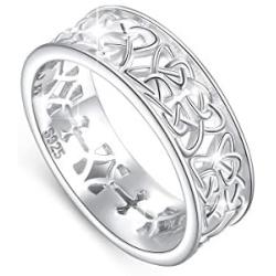 DAOCHONG Nickel-Free 925 Sterling Silver Good Luck Irish Love Trinity Woven Celtic Knot Band Ring for Women, Size 5 6 7 8 9 10 11