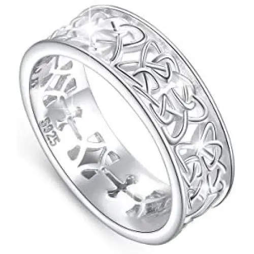 DAOCHONG Nickel-Free 925 Sterling Silver Good Luck Irish Love Trinity Woven Celtic Knot Band Ring for Women, Size 5 6 7 8 9 10 11 DAOCHONG Nickel-Free 925 Sterling Silver Good Luck Irish Love Trinity Woven Celtic Knot Band Ring for Women, Size 5 6 7 8 9 10 11