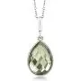 Gem Stone King 925 Sterling Silver Prasiolite 16X12MM Pear Shape Pendant Earrings Set (19.50 Ct with 18 Inch Silver Chain)