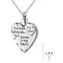 HQ Unisex No Longer by My Side But Forever in My Heart Dad&Mom Cremation Ashes Urn Pendant Silver Heart Memorial Necklace