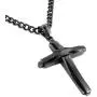 HZMAN Mens Polished Stainless Steel Silver Cross Pendant Necklace 22+2 Inches Chain