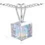 Cube Necklace Royal Crystals made with Sterling Silver 925 and Swarovski Crystals Aurora Borealis Charm, 18inches Cube Necklace Royal Crystals made with Sterling Silver 925 and Swarovski Crystals Aurora Borealis Charm, 18inches