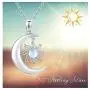 CUOKA MIRACLE Moon and Sun Necklace Sterling Silver Rainbow Moonstone Crescent Pendant Unisex Jewelry Gift for Women Men Teen Girlfriend