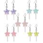 5 Pairs Cute Resin Star-shaped Lollipop Drop Earring Handmade Candy Color Simulation Food Dangle Earring