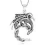 925 Sterling Silver Fantasy Dragon Pendant Pendant Necklace, 18''