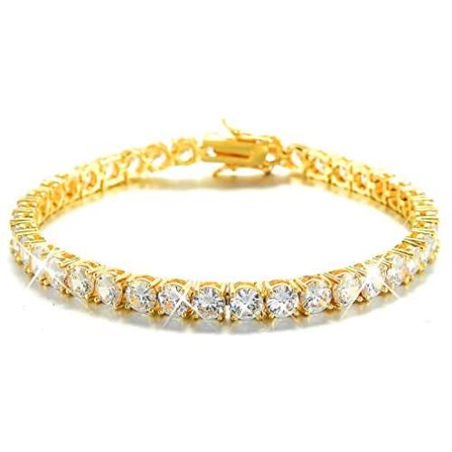 BLICHAIN Tennis Chain Necklace Bracelet 18K Gold Silver Bling Bling Luxury Iced Out Chain 5MM with Cubic Zirconia Stones Hip Hop Jewelry for Men and Women 7inches to 24inches
