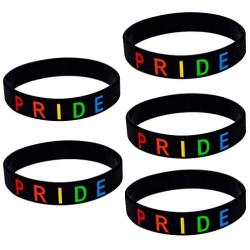 Dynec Pride Bracelet, Silicone Wristbands, Support LGBTQ, Rainbow Color (1, 2, 5, and 10 Packs Available)
