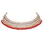 Aheli Faux Kundan Beaded Necklace Earrings Maang Tikka Indian Bollywood Ethnic Jewelry Set for Women