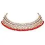 Aheli Faux Kundan Beaded Necklace Earrings Maang Tikka Indian Bollywood Ethnic Jewelry Set for Women