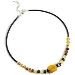 Baltic Amber Pendant Necklace - Raw Amber Charm Collar Black Cord Necklace with Clasp - Handmade Genuine Baltic Amber Jewelry - Baltic Amber Gift