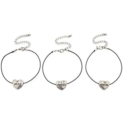 Lux Accessories Long Distance Heart Best Friends Forever BFF Bracelet Set of 3 Lux Accessories Long Distance Heart Best Friends Forever BFF Bracelet Set of 3