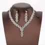 Jorsnovs Cubic Zirconia 2 Pcs Wedding Bridal Jewelry Set Zircon Silver Necklace and Dangle Earrings Gift Set for Party Dress Prom Gown